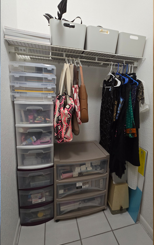 Closet after decluttering and organizing